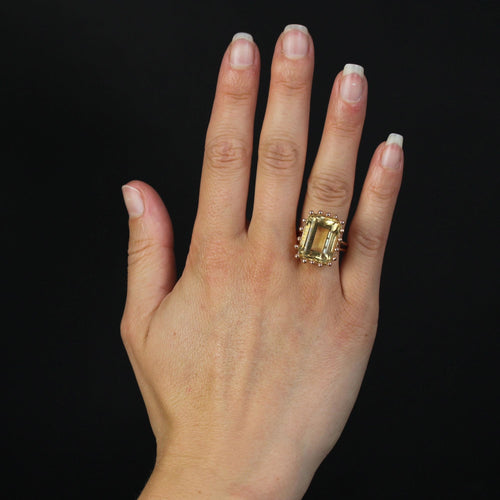 Bague 59 Bague de cocktail citrine en or jaune 58 Facettes 23-227