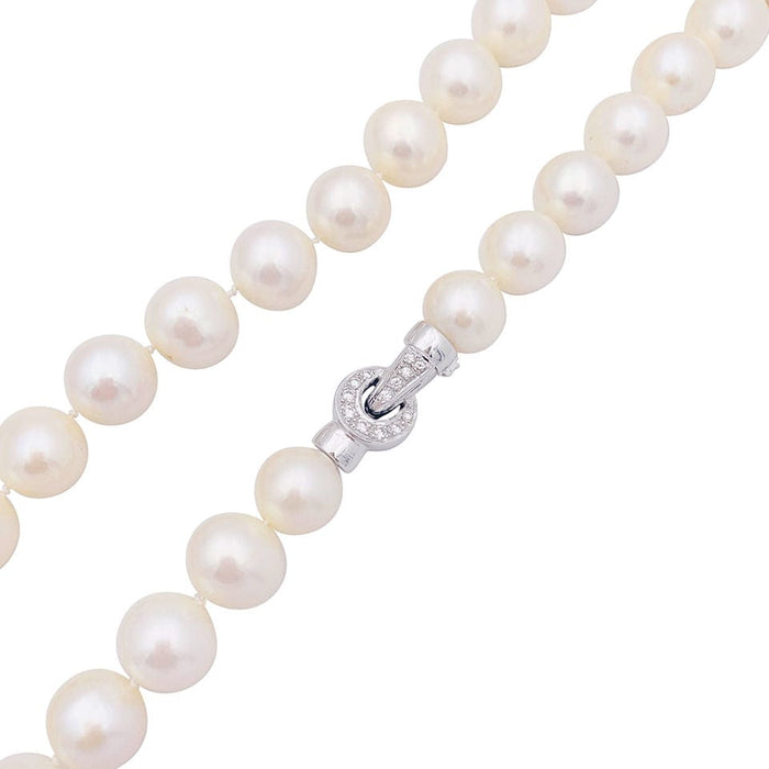 Collier Collier de perles, or blanc et diamants. 58 Facettes 33519