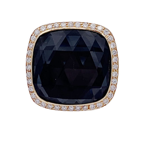 Bague 56 Bague or rose, hématite, quartz, diamants. 58 Facettes 32894