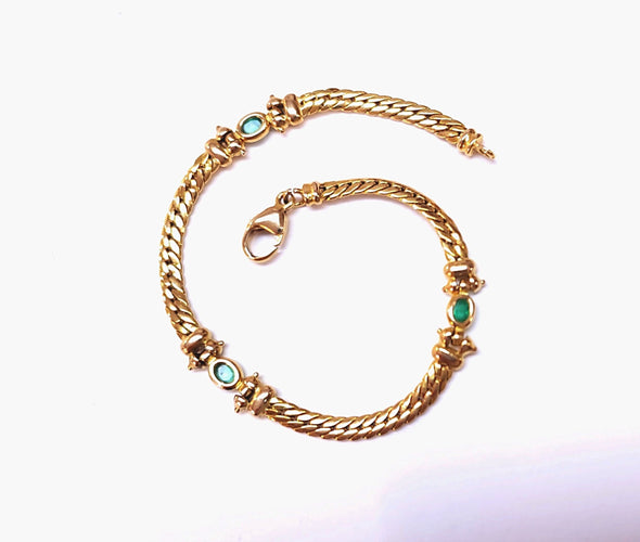 Bague Bracelet or jaune et émeraudes 58 Facettes RA-615/14