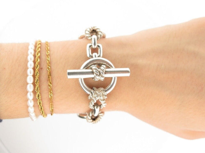 Bracelet vintage bracelet HERMES douarnenez noeud marin argent massif 58 Facettes 254650