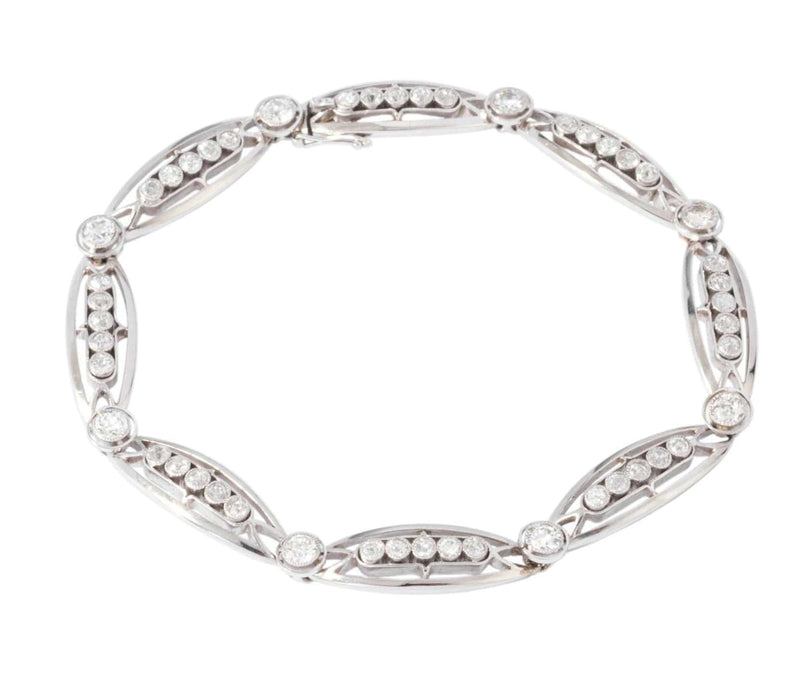 Bracelet Bracelet maillons ovales or et diamants 58 Facettes 0
