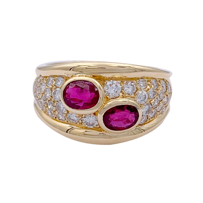 Bague 54 Bague bandeau rubis et diamants. 58 Facettes 32179