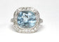 Bague 56 Bague style Art Déco Platine Aigue-marine et Diamants. 58 Facettes