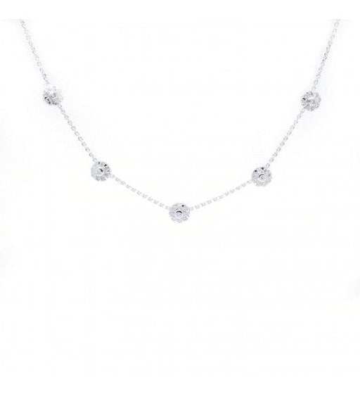 Collier Longueur : 39 cm / Blanc/Gris / Or 750 Collier Fleurs Diamants 58 Facettes 190176R