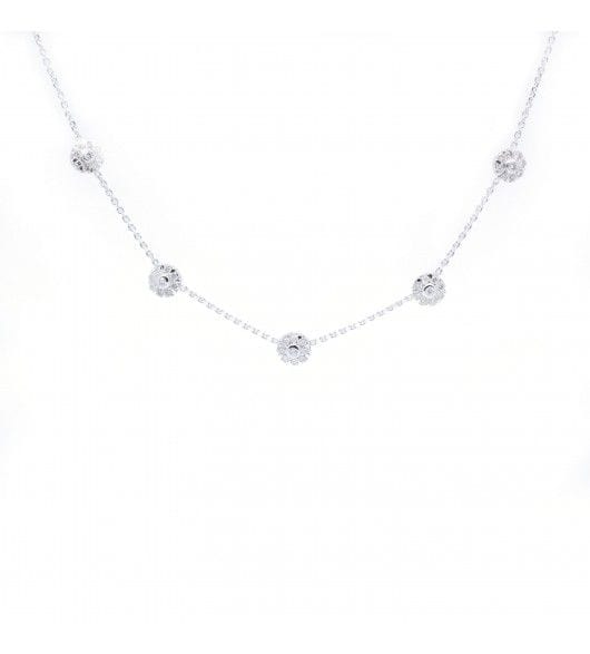 Collier Longueur : 39 cm / Blanc/Gris / Or 750 Collier Fleurs Diamants 58 Facettes 190176R