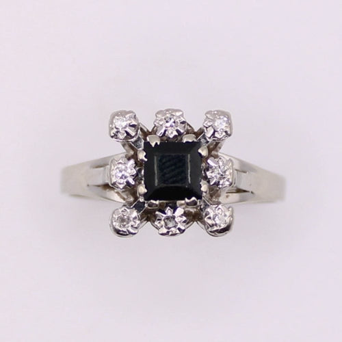 Bague Bague Marguerite or blanc saphir et diamants 58 Facettes