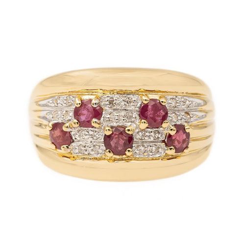 Bague 56 Bague Bandeau Or jaune Rubis 58 Facettes 2229023CN