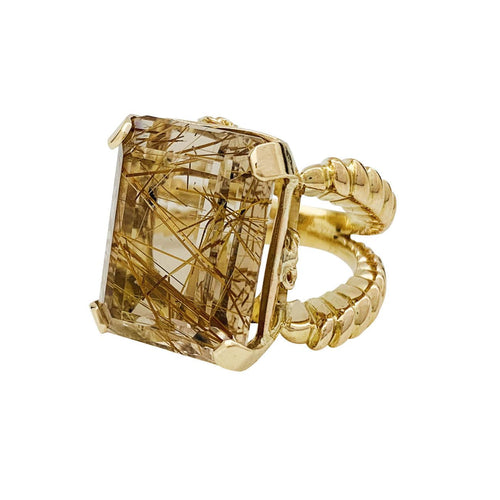 Bague 53 Bague en or jaune et quartz cheveux d'ange. 58 Facettes 30706