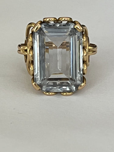 Bague 53 Bague Or Jaune Aigue-Marine 58 Facettes LOT 4431
