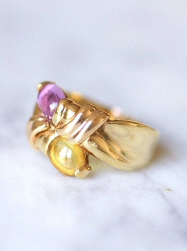 Bague Bague vintage Toi & Moi, tourmaline rose et citrine 58 Facettes