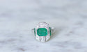Ring Art Deco emerald ring, diamonds 58 Facettes
