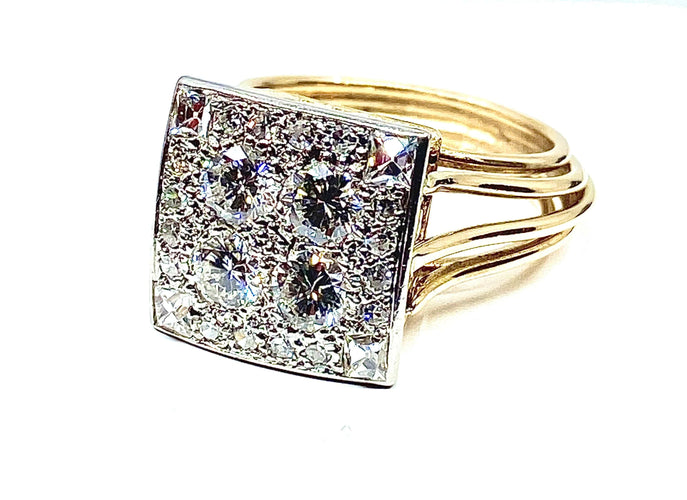 Bague 51 Bague 2 Ors pavée de Diamants 58 Facettes AB225