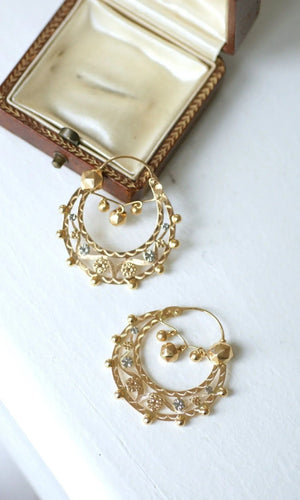 Boucles d'oreilles Grandes créoles savoyardes or blanc 58 Facettes