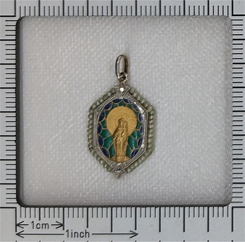 Pendentif Médaille Diamants et émail plique-a-jour 58 Facettes 23191-0426