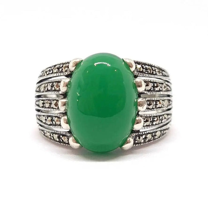 Bague Bague vintage agate verte argent 58 Facettes