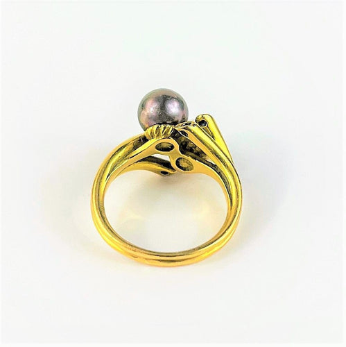 Bague 53 Bague Toi et Moi Or Jaune Perles de Culture et Saphir 58 Facettes 20400000621