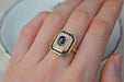 Bague Bague octogonale 2 ors, Saphirs, Diamants 58 Facettes Ref1885