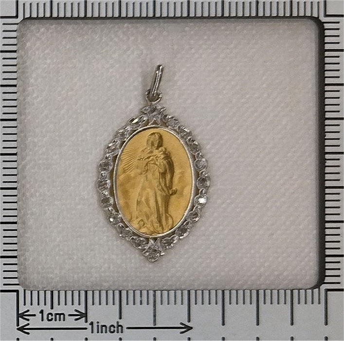 Pendentif Médaille Belle Epoque 2 ors Diamants 58 Facettes 23191-0414