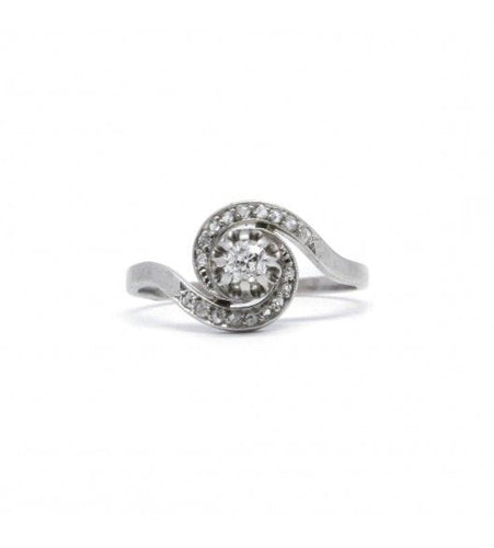 Bague 53 / Blanc/Gris / Platine 950 Bague Solitaire Platine Et Diamants 58 Facettes 210175R