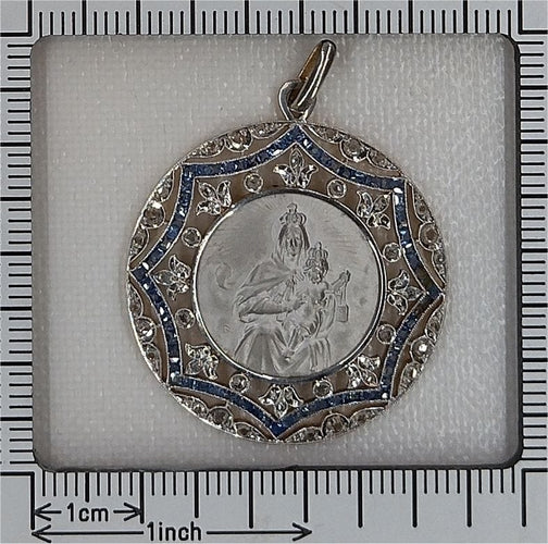 Pendentif Médaille Art déco diamants et saphirs 58 Facettes 23191-0433