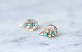 Dormeuses earrings in pink gold, pearls, turquoise and diamonds 58 Facettes