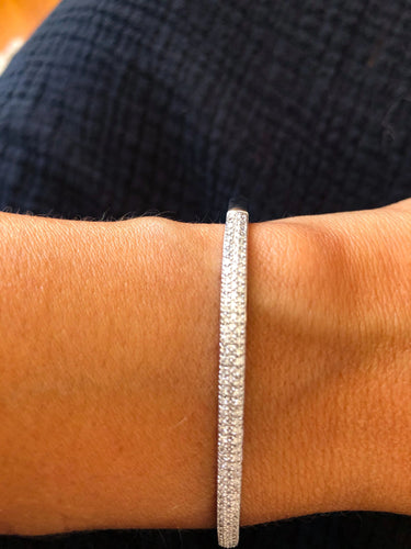 Bracelet Bracelet or gris rigide ouvrant en diamant 58 Facettes