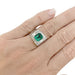 Ring 49 Art Deco ring in platinum, emerald and diamonds. 58 Facettes 31604