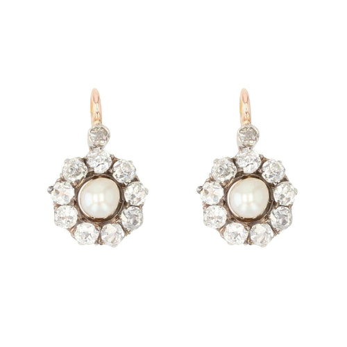 Boucles d'oreilles Boucles d'oreilles anciennes perles fines et diamants 58 Facettes 21-682