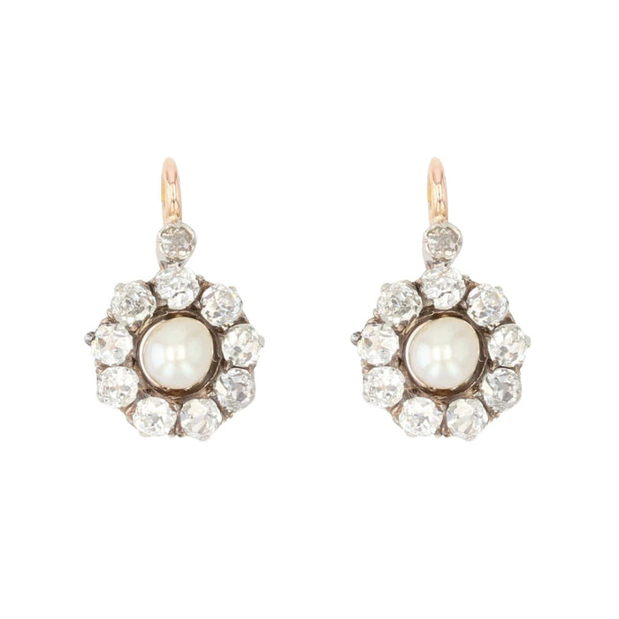 Boucles d'oreilles Boucles d'oreilles anciennes perles fines et diamants 58 Facettes 21-682