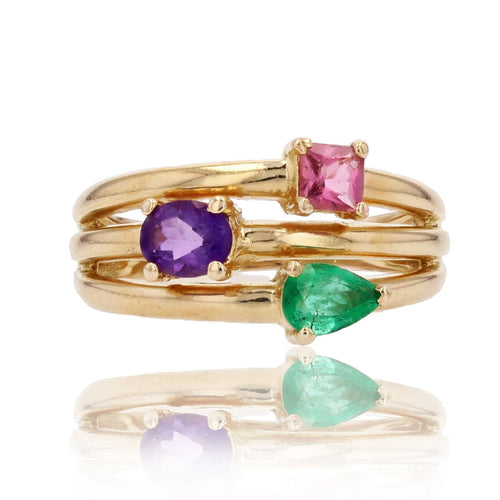Bague 53 Bague améthyste tourmaline émeraude 58 Facettes 20-258