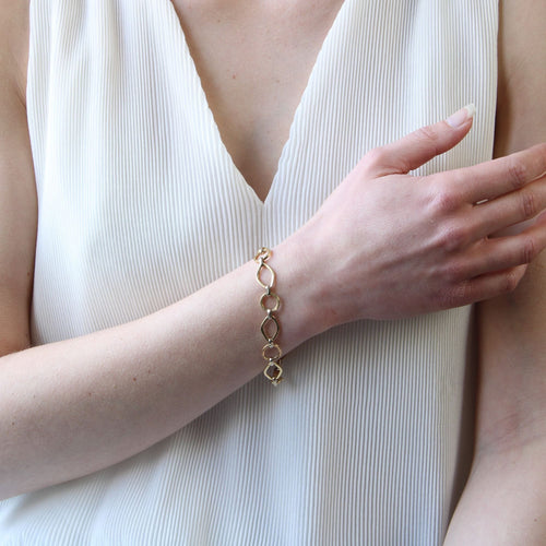 Bracelet Bracelet or jaune maillons alternés 58 Facettes CVBR31