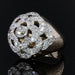 Ring 48 Openwork ball ring with flower and diamond decoration 58 Facettes 21-620