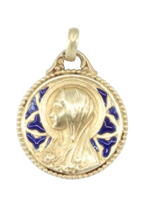 Pendentif Médaille Vierge or et émail 58 Facettes 081211