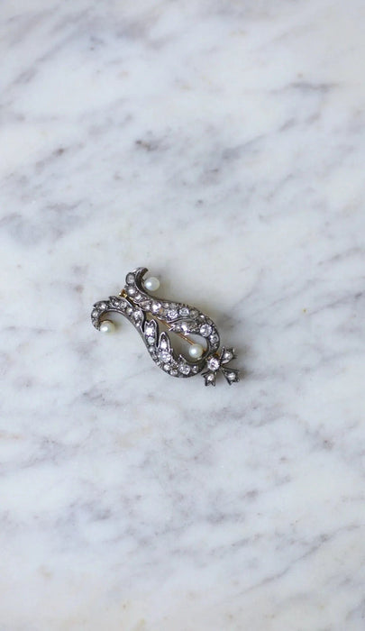 Broche Broche ancienne diamants et perles 58 Facettes