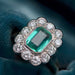 Ring 55 Old rectangular emerald and diamond ring 58 Facettes 22-490