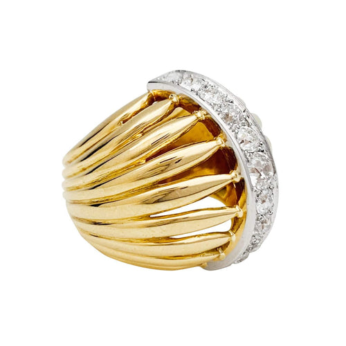 Bague 52 Bague dôme deux ors et diamants. 58 Facettes 30710