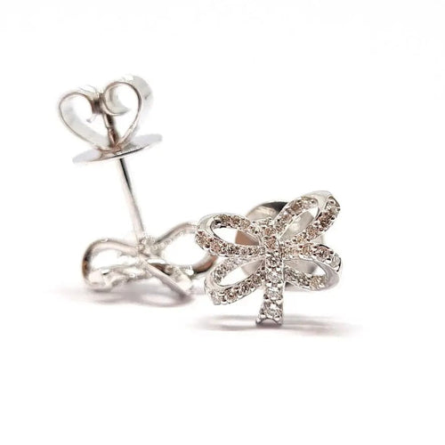 Boucles d'oreilles Boucles d'oreilles noeuds diamants or blanc 58 Facettes