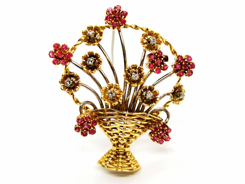 Broche Broche Fleur Or jaune Rubis 58 Facettes 1639514CN