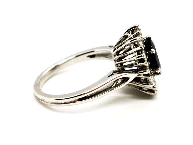 Bague 52 Bague Fleur Or blanc Saphir 58 Facettes 1269764CN