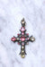 Ancient cross pendant in silver, enamel, and Rhine stones 58 Facettes