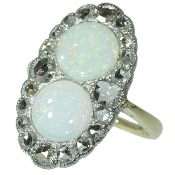 Bague 52 Bague diamant, opale cabochon 58 Facettes 14349-0129