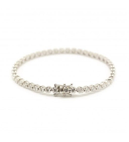 Bracelet Longueur : 19 cm / Blanc/Gris / Or 750‰ Bracelet tennis or blanc diamants 58 Facettes 230001SP