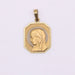 Pendentif Médaille religieuse octogonale Vierge de profil auréolée d’or blanc 58 Facettes