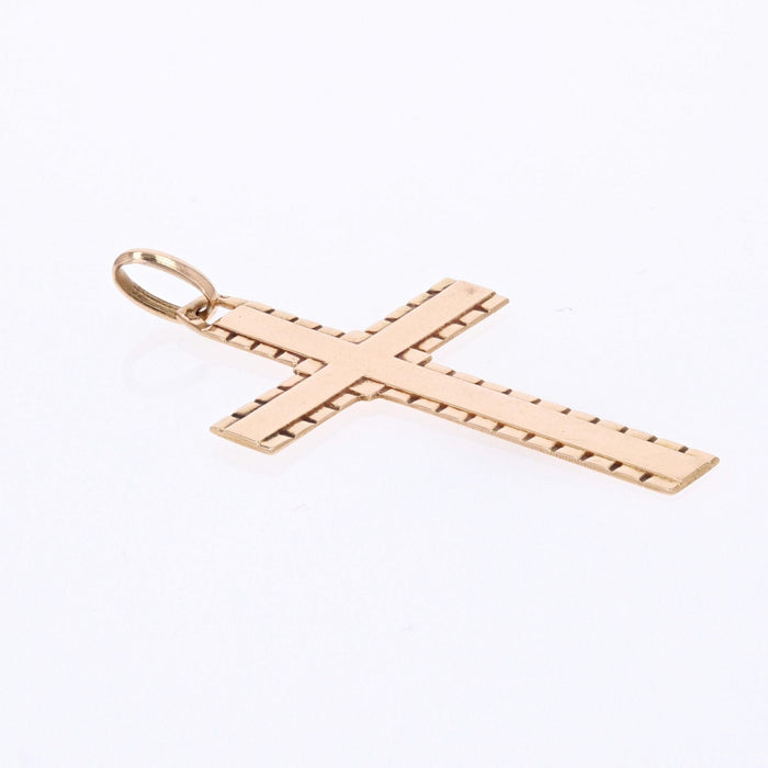 Pendentif Croix plate en or rose 58 Facettes CVP64