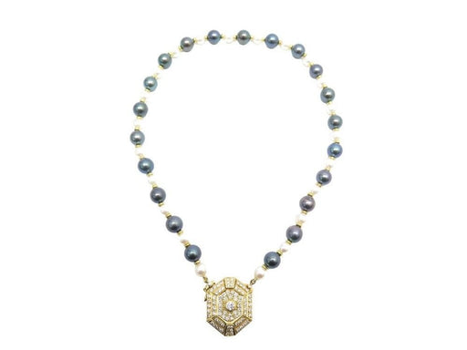 Collier collier pendentif octogonal or 18k perles de cultures 84 diamants 1ct 58 Facettes 247248