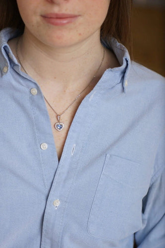 Pendentif Collier Pendentif Cœur 2 Ors Saphir Ceylan Diamants 58 Facettes