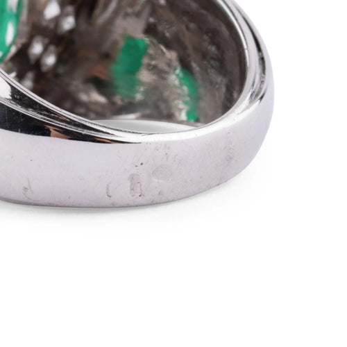 Bague Bague Art Déco Emeraude, Diamants, Or Gris & Platine 58 Facettes 1