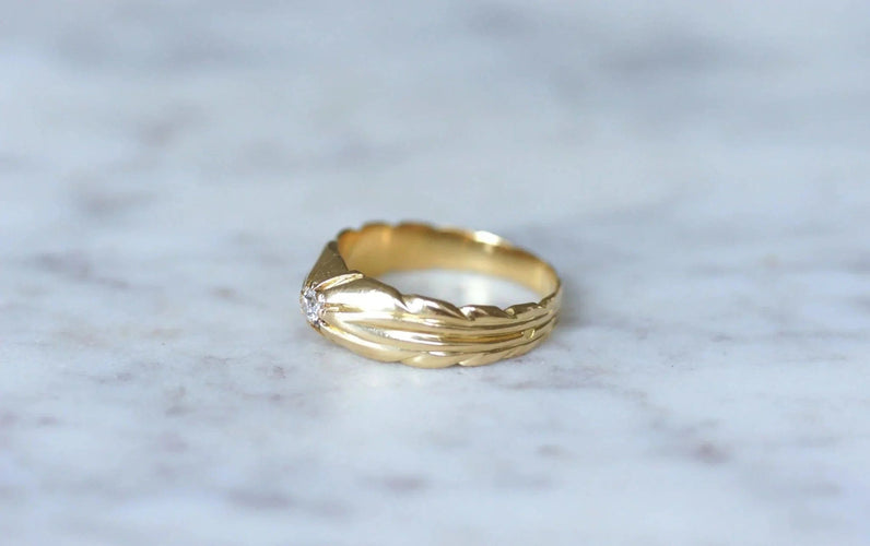 Bague Bague jonc or jaune et diamant 58 Facettes