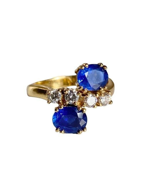 Ring 54 “Toi & Moi” ring Yellow gold Sapphires Diamonds. 58 Facettes